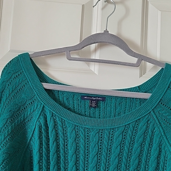 American Eagle Outfitters Sweater Teal Scoop Neck Women’s Size XL - Picture 4 of 10